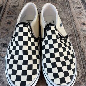 Vans Black and White Checkerboard Slip-Ons Size 8